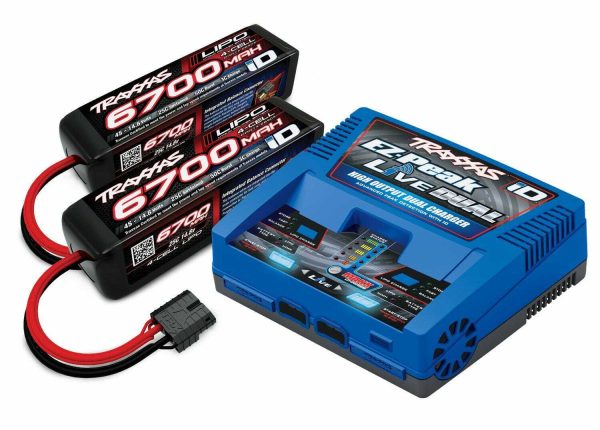 Traxxas EZ-Peak Live Dual ID-Ladegerät und 2x 4S 6700 mAh LiPo-Akkus für X-Maxx 8S