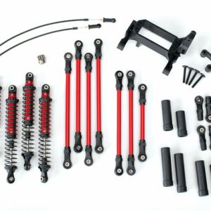 Traxxas TRX-4 Rotes Langarm-Lift-Kit mit pulverbeschichteten Verbindungen und Aluminiumstoßdämpfern